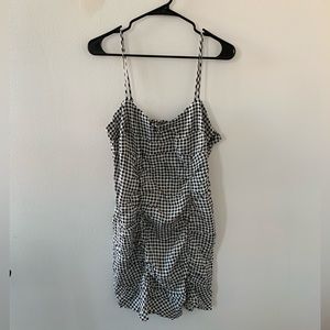 Checkered Tank Dress with Ruching